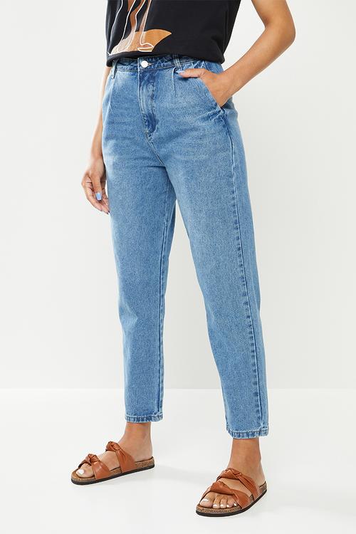 Highwaisted oversized jean stonewash - blue