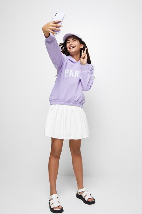 Printed hoodie - lilac