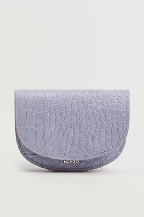 Croc-effect flap purse - lilac