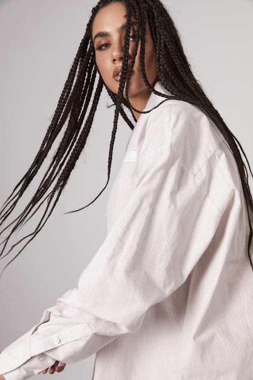 Long sleeve woven shirt - neutral & white 