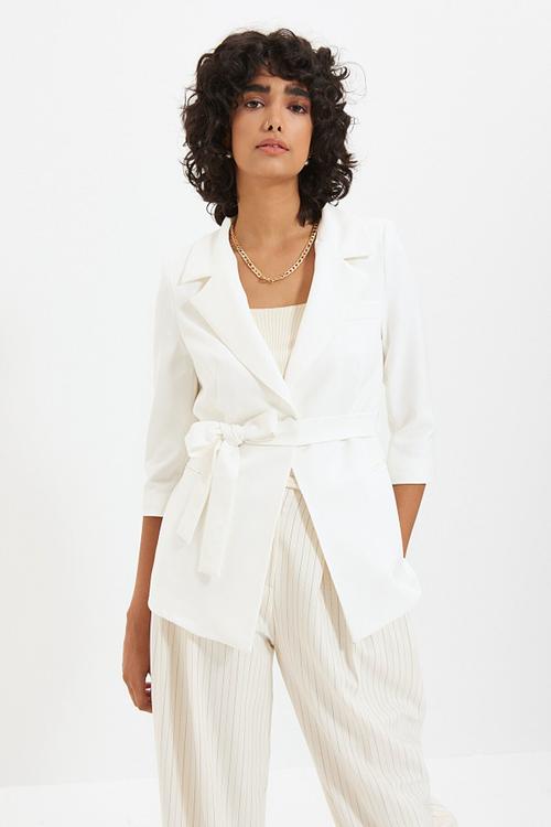 Tie blazer jacket - white