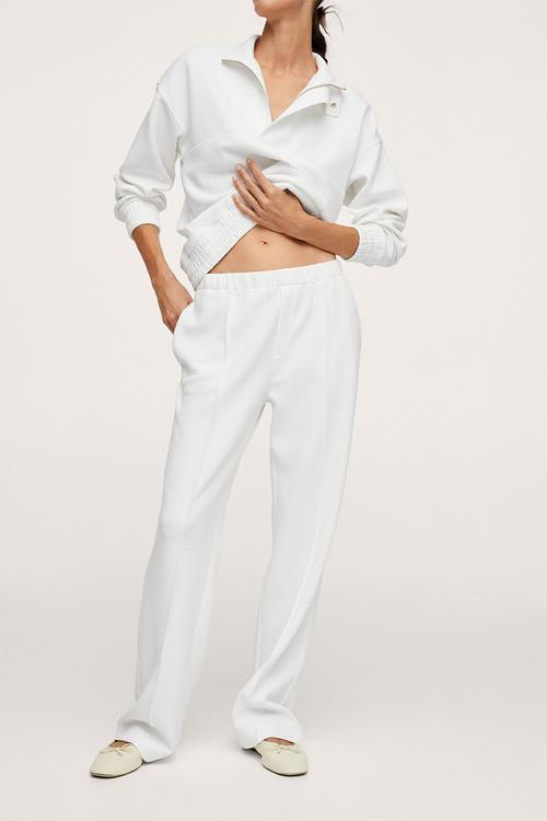 Trousers textura - off white 