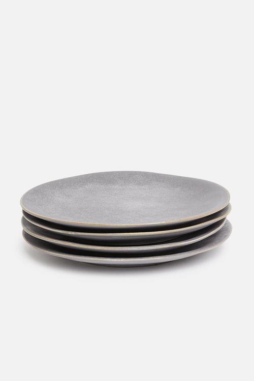 Dark stoneware plate - set fo 4