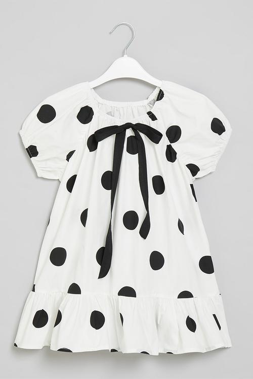 Girls polka dot dress - white & black