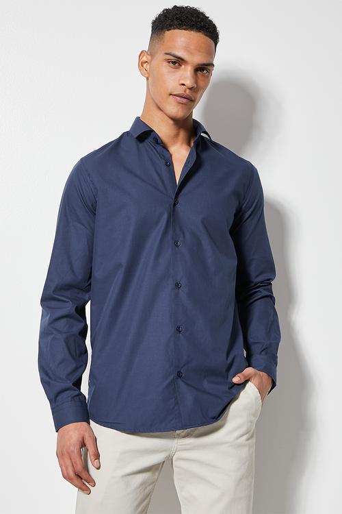 Easy care slim fit shirt - navy