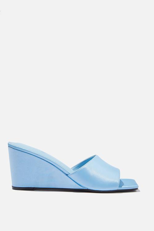Emma single strap wedge - blue satin