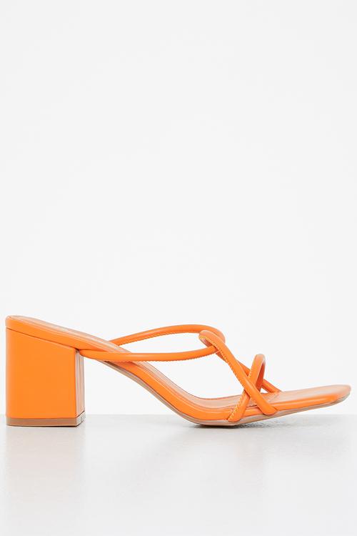 Belle strappy block heel mule - orange