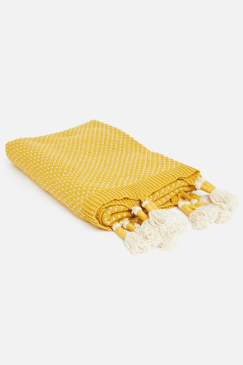 Sol cotton throw with tassels - yellow