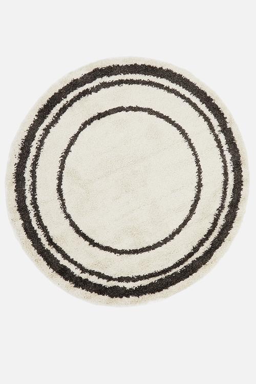 Gipsy shaggy round rug - black circles