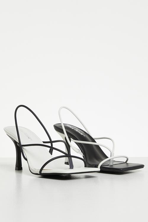 Annika strappy mule heel - black & white