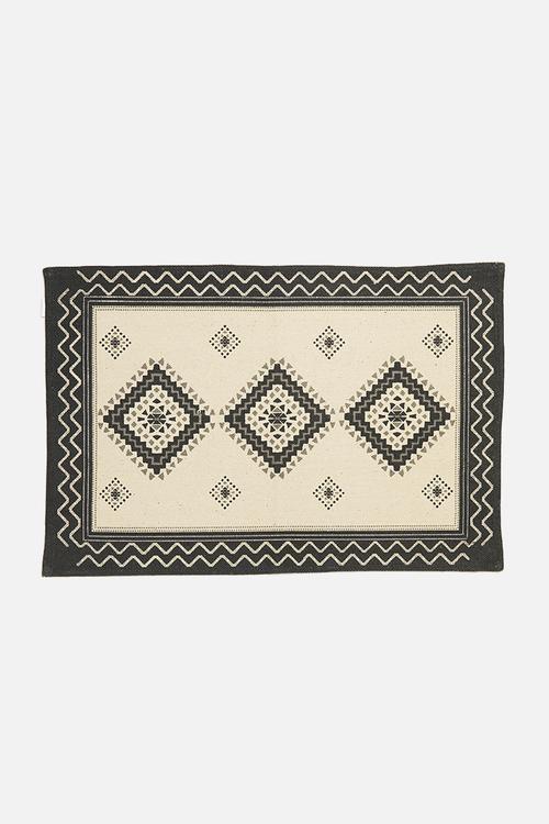 Cotton bath mat - natural & charcoal 