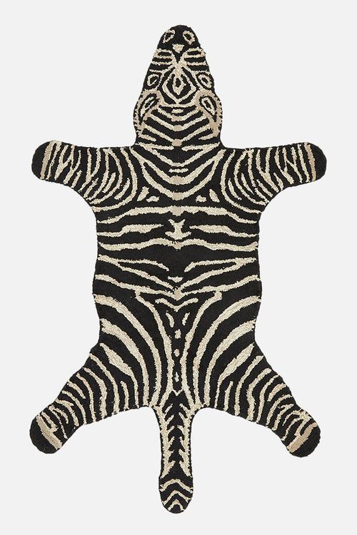Zebra tufted rug - black & white