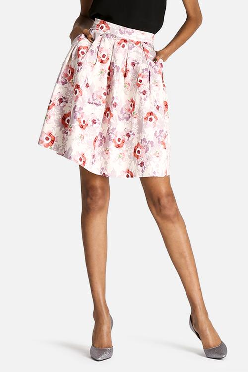 Floral Skirt with Zip Back Detail