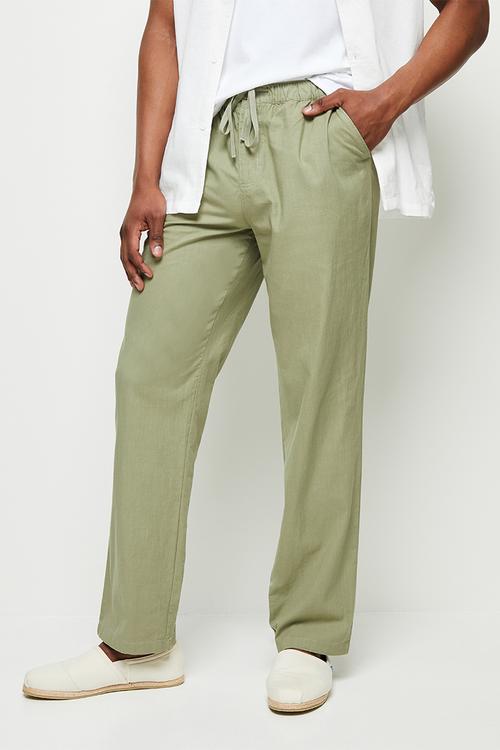 Textured elastic waistband pant - fatigue green