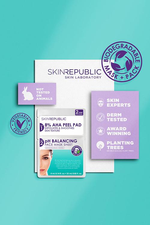 2 Step 8% AHA Peel Pad + pH Balancing Face Mask