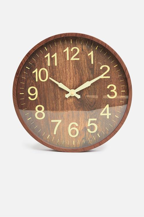 Wood look wall clock - dark wood