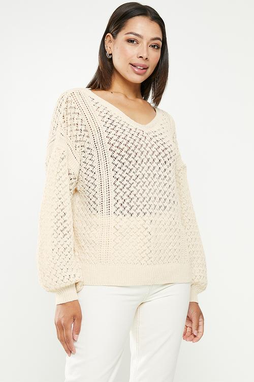 Cable slouchy knit - ecru