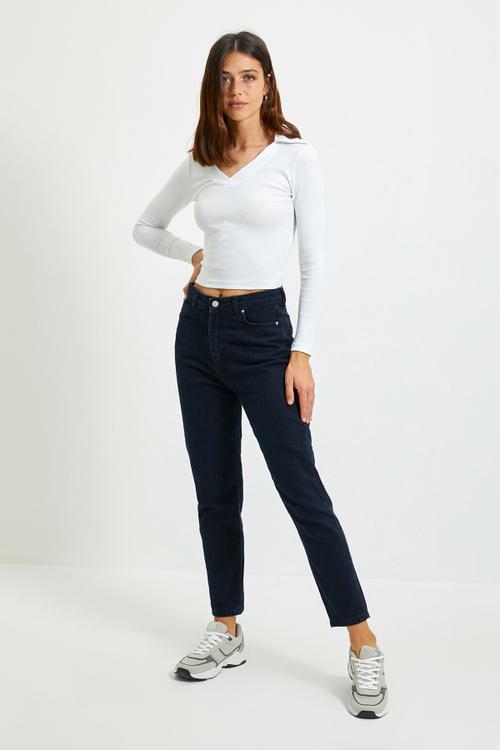High waist mom jeans - navy