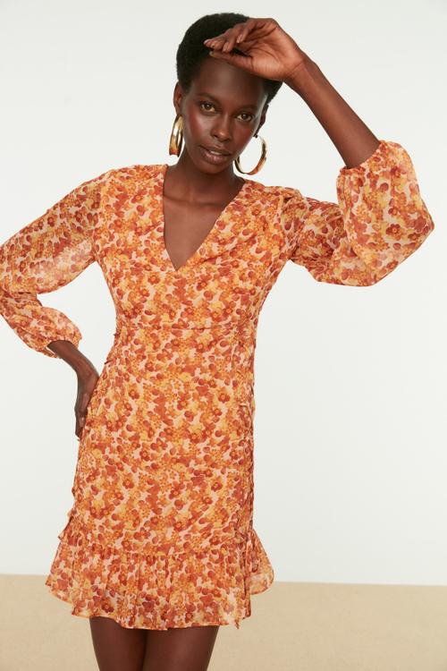 V-neck dress - orange 