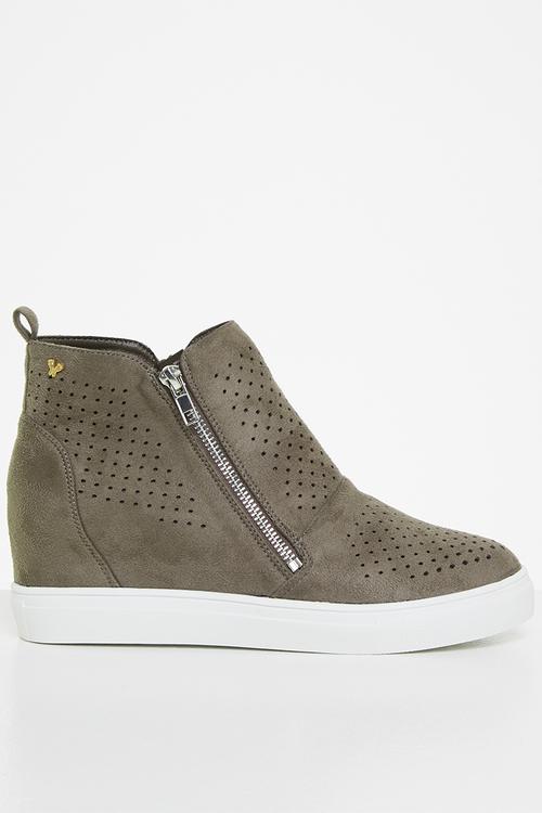 Heron 1 suede wedge sneaker - grey