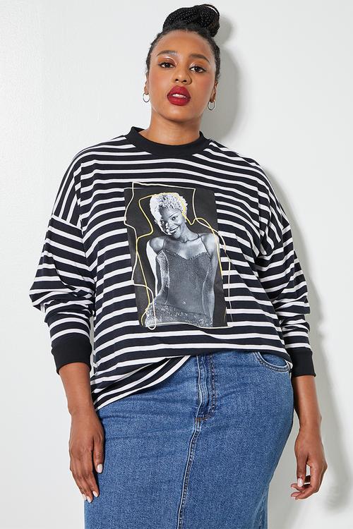 Drum Lebo photo relaxed tee - black & white stripe