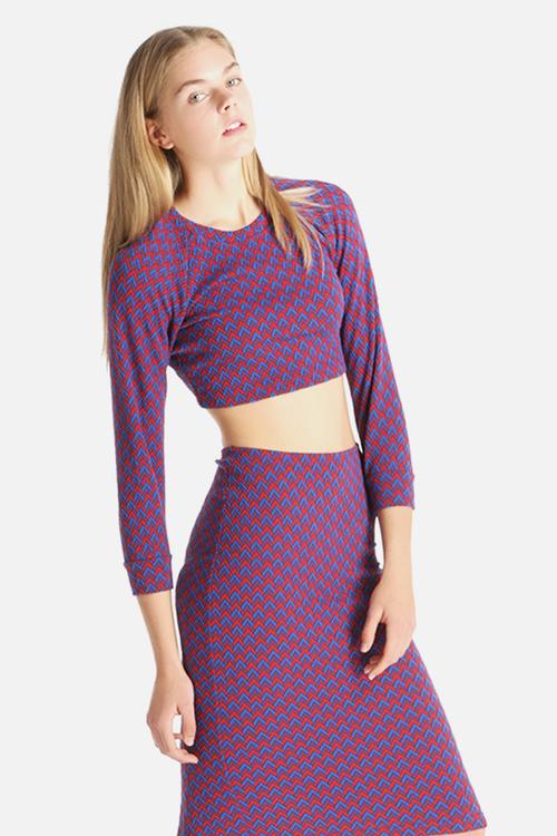 Long Sleeve Crop Jacquard Crop Top
