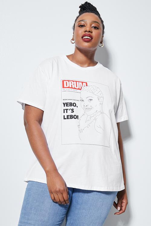 Drum Lebo line drawing tee - white