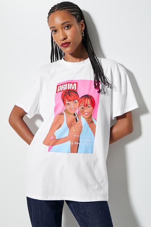 Drum Boom Shaka oversize tee - white
