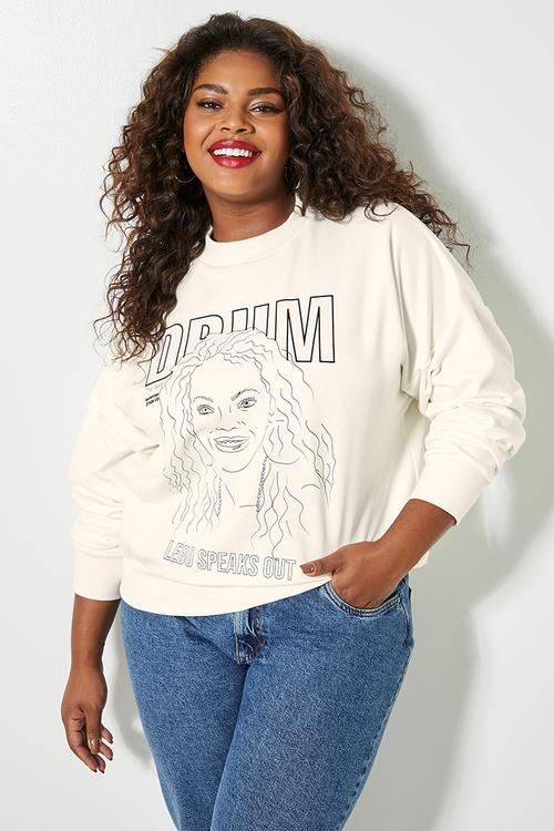 Drum graphic crew sweat - ecru
