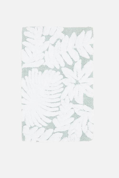 Tufted floral bath mat - duck egg