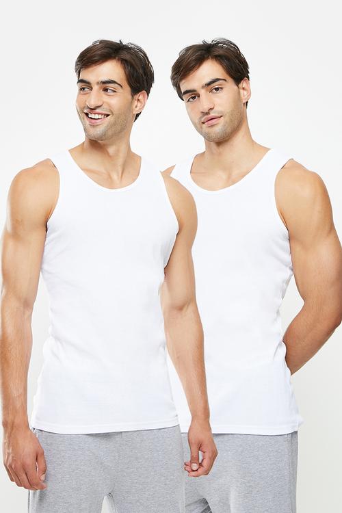 2 Pack rib vests - white