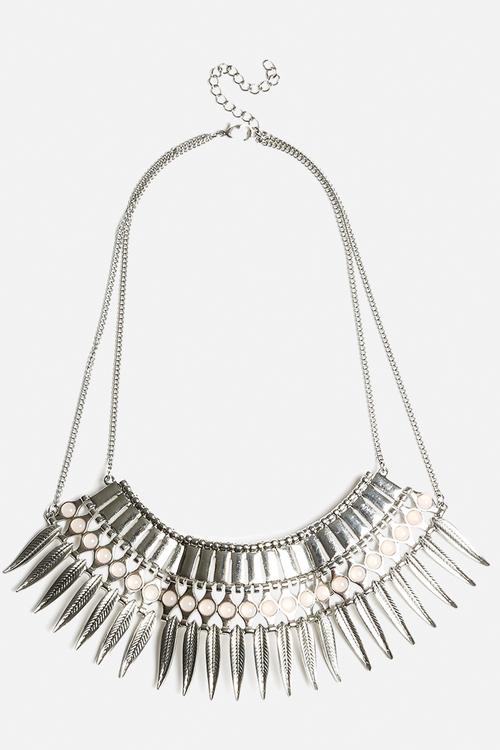 Statement Feather Spike Necklace