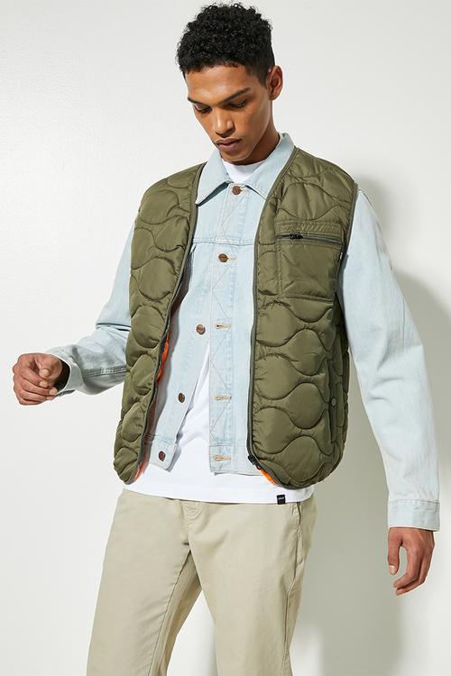Rowley quilted utility vest - khaki green