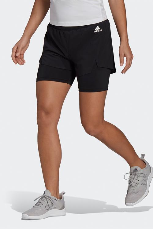 W 2in1 perfomance shorts - black/white