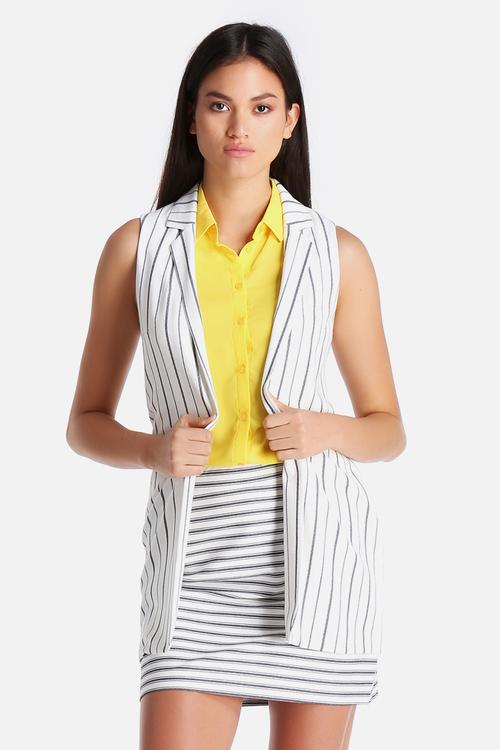 Stripe Sleeveless Blazer
