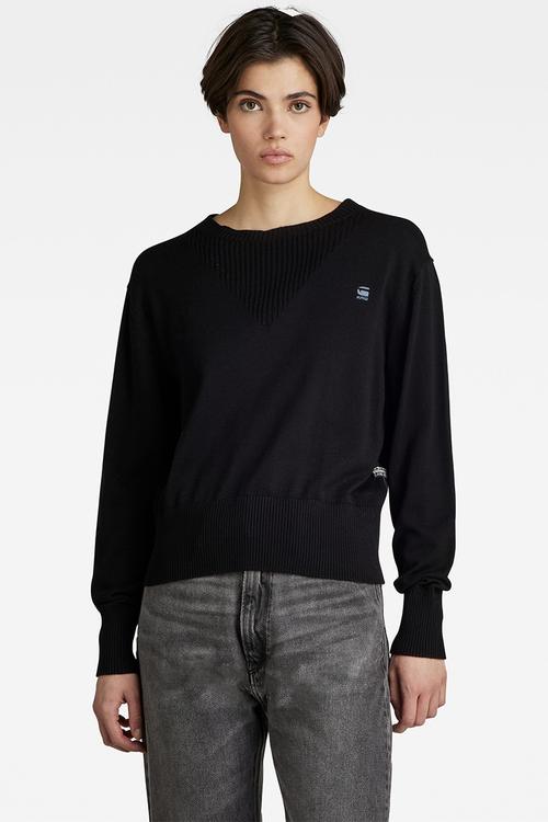 Core r neck knit - black