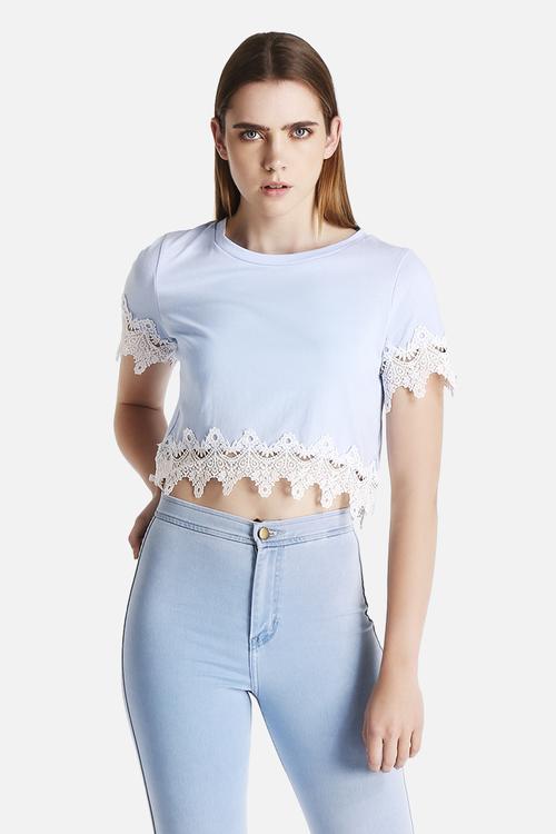 Laced-Hem Crop