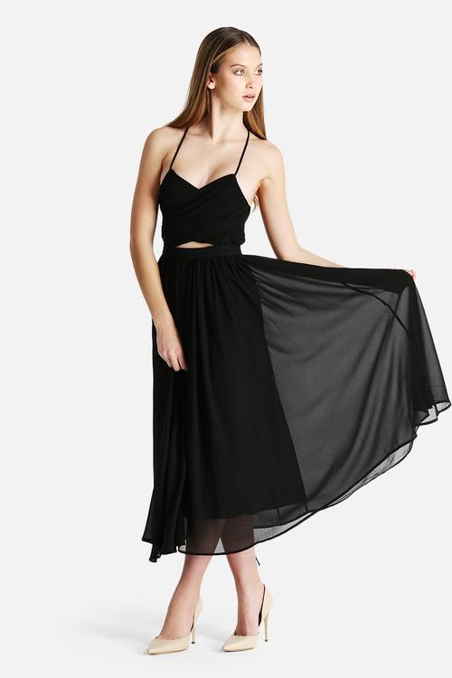 Wrap Lace Up Floaty Midi Dress