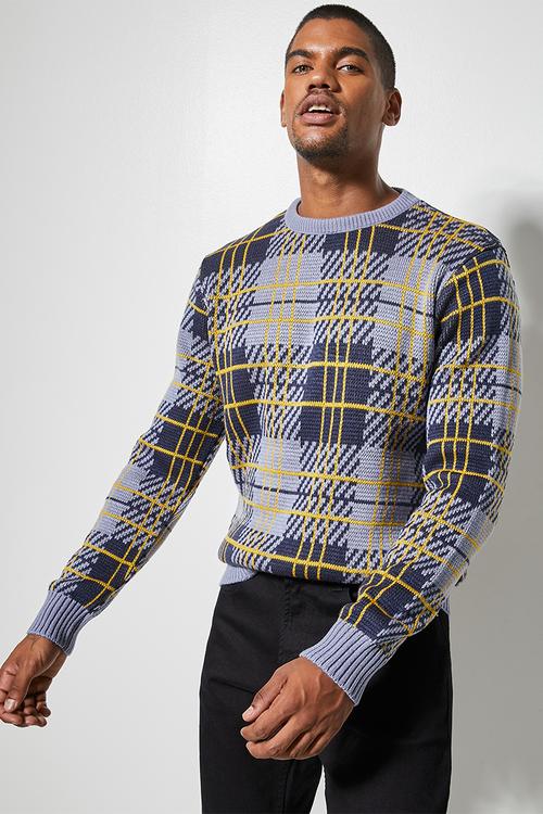 Check pattern crew knit - multi 