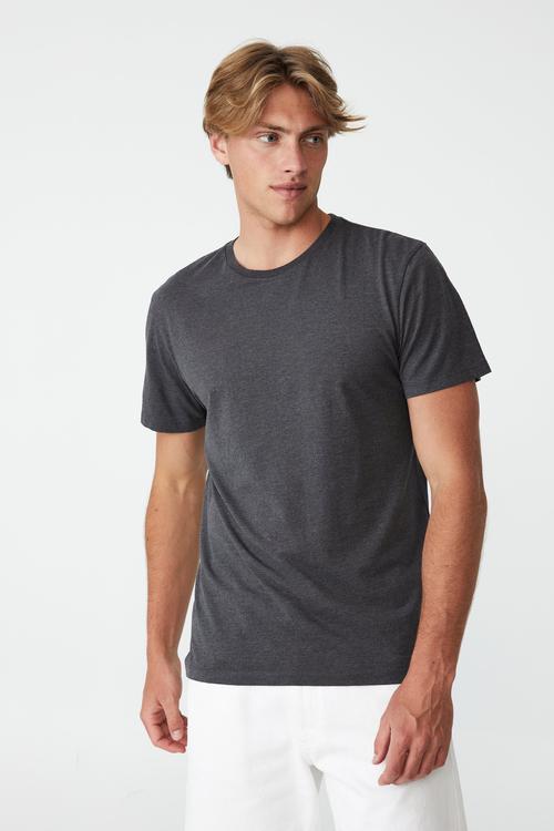 Organic crew T-shirt - charcoal marle