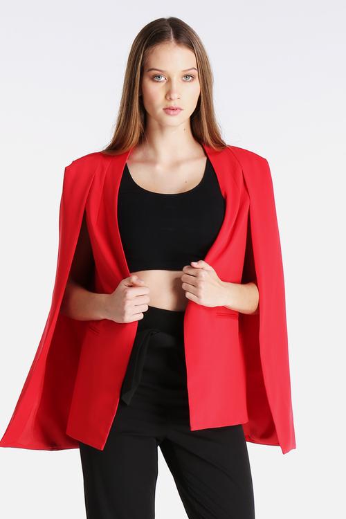 Collarless Cape Blazer