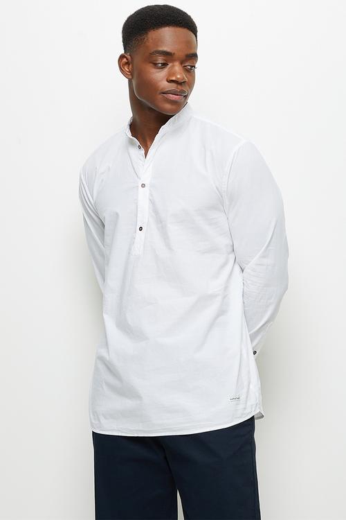 Regular fit notch neck shirt - white