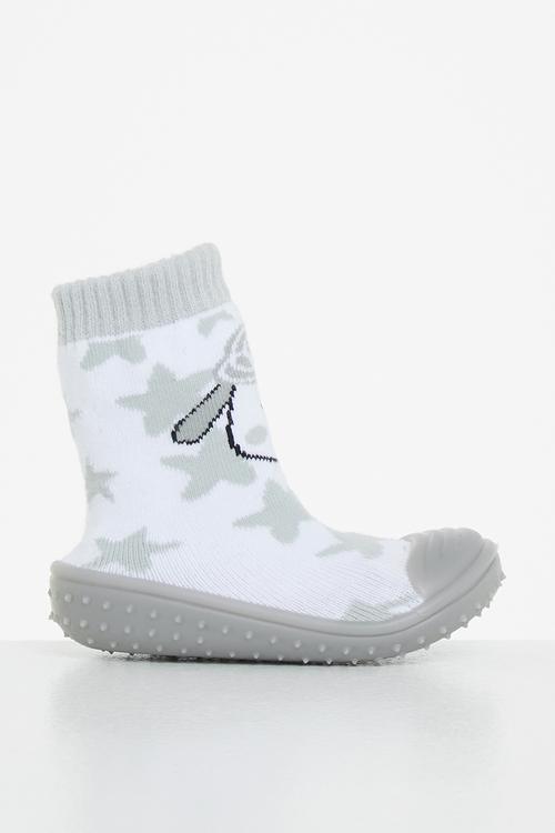 Sheep rubber sole booties - white & grey