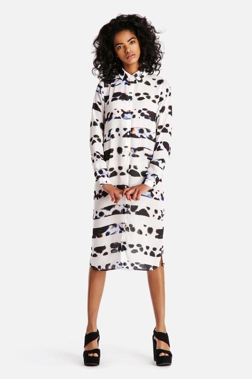 Full Length Leopard Zebra Shirt Dress