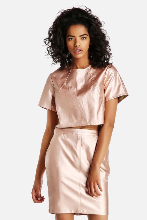 Metallic PU Crop