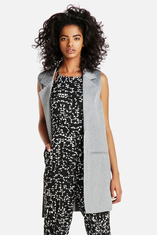 Sleeveless Raw Edge Jersey Blazer