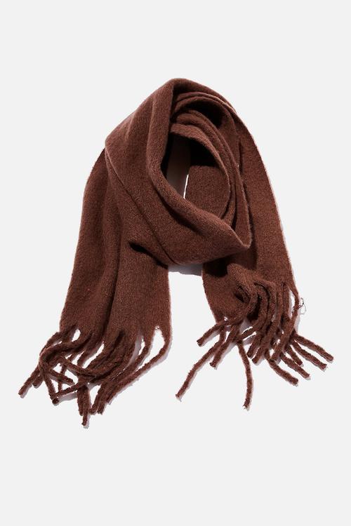 Phoebe brushed tassel scarf - cocoa bean