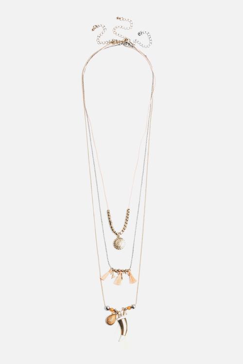 Tusk & Tassle Layered Long Necklace