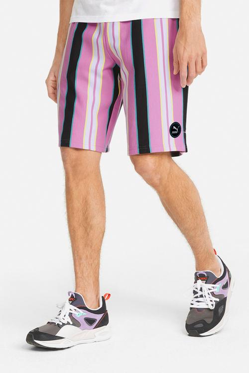 SWxP Printed Longline Men's Shorts   - White/Pink