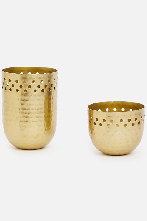 Tealight candle holder set - gold